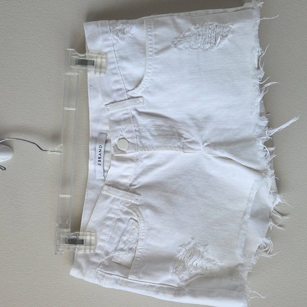 J brand Vixen White Distressed‎ Denim Jean Frayed Hem Cut off Shorts Size 26